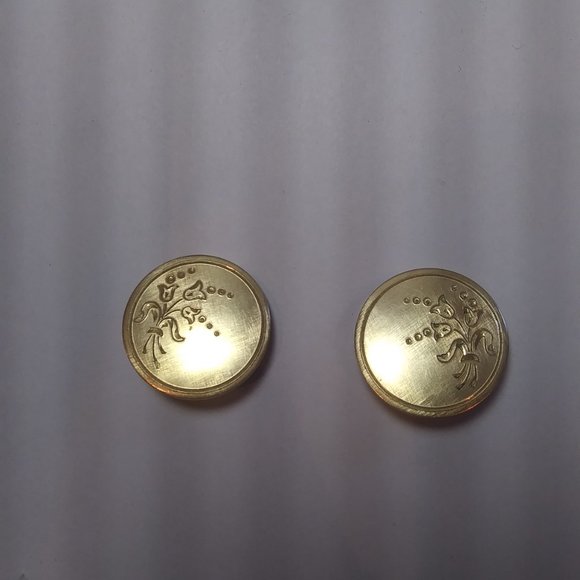 Gold filled round floral etched clip earrings 1 20 12K GF BAB - Picture 14 of 14